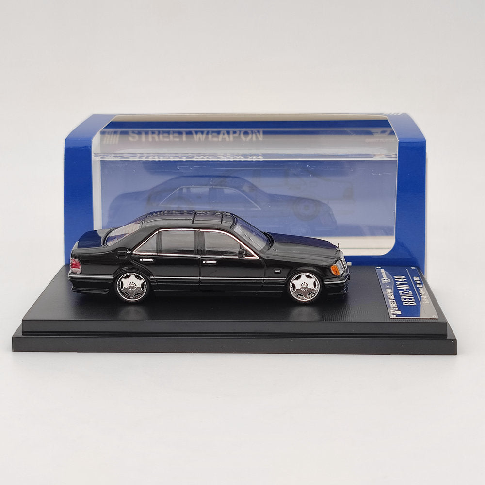 1/64 Scale Street Weapon Benz W140 S600 Black Limited Edition Diecast Model Car - Only 499 Made - Perfect for Collectors & Car Enthusiasts - Great for Display, Gifts, and Toy Car Racing Scenes
