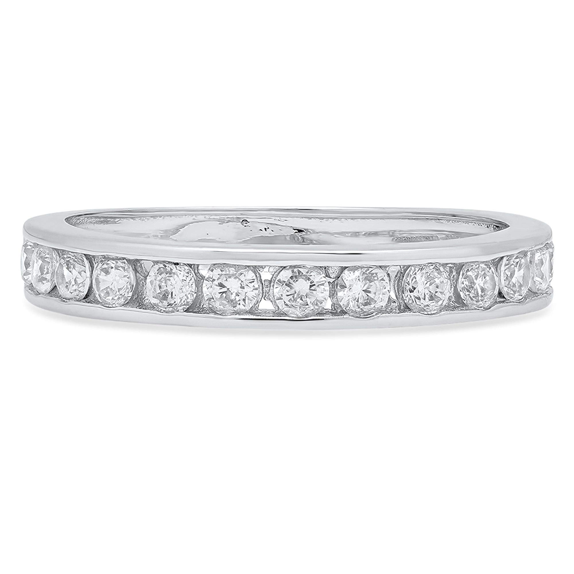 0.39 Carat VS1-VS2 G-H Round Cut Natural Conflict Free Diamond 14K White Gold Stackable Wedding Band - Elegant Engagement Ring, Promise Ring & Anniversary Jewelry Gift for Women