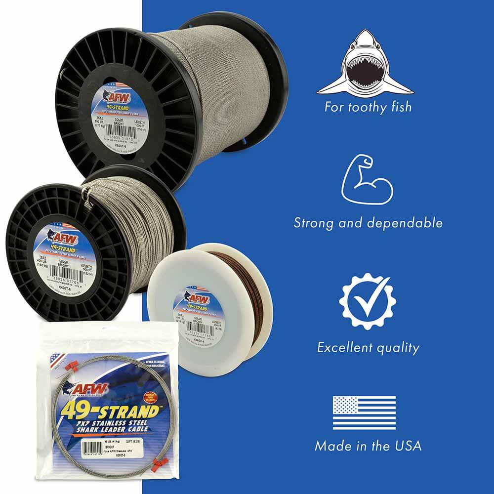AFW 49 Strand 7X7 Bright Stainless Steel Leader Cable - Premium Marine & Fishing Wire Rope for Boat Rigging, Anchor Lines, and Outdoor Applications