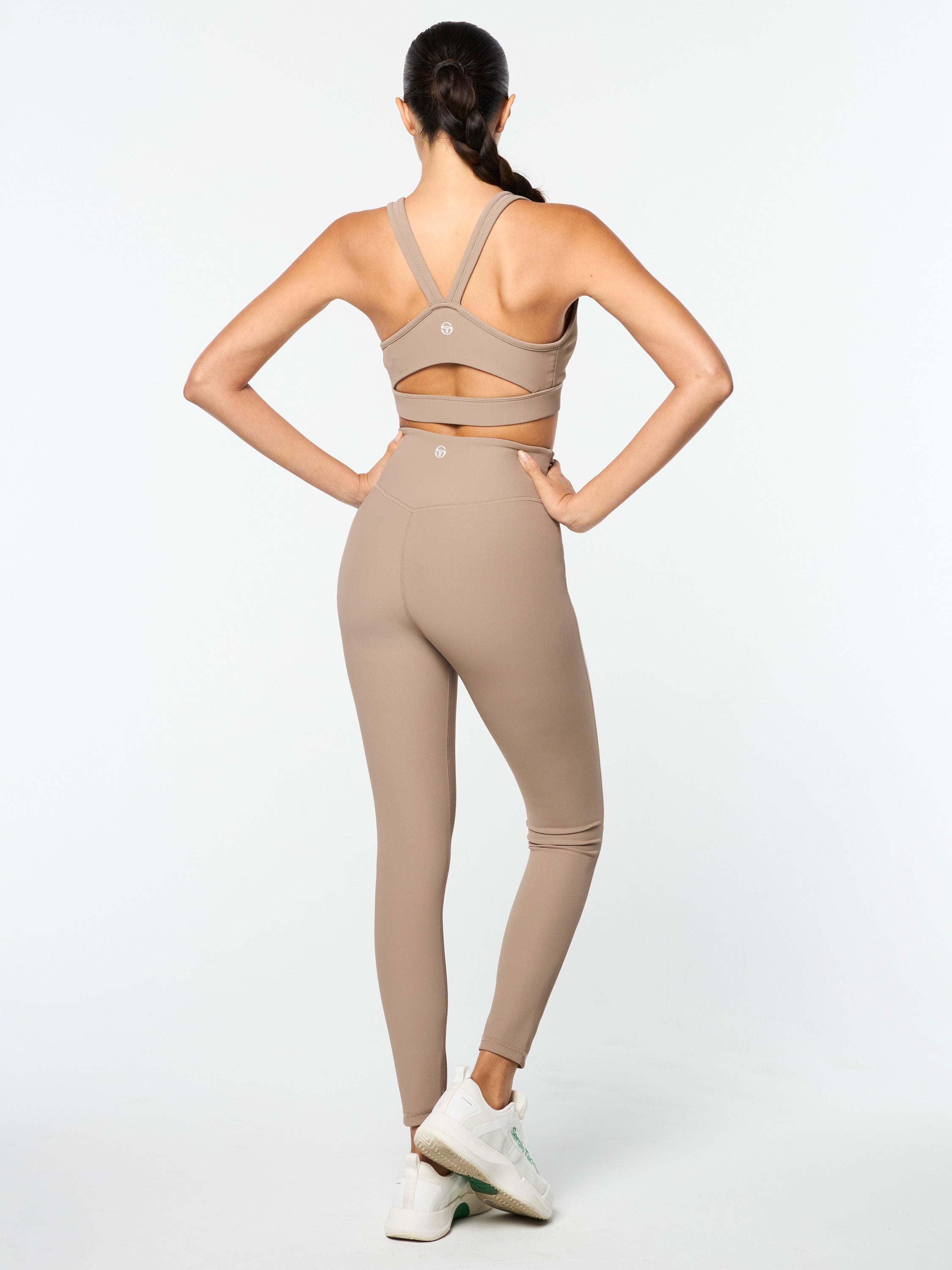 Giulia High Waist Leggings for Women - Soft Stretchy Yoga Pants in Taupe Grey - Perfect for Workouts, Running & Lounge Wear