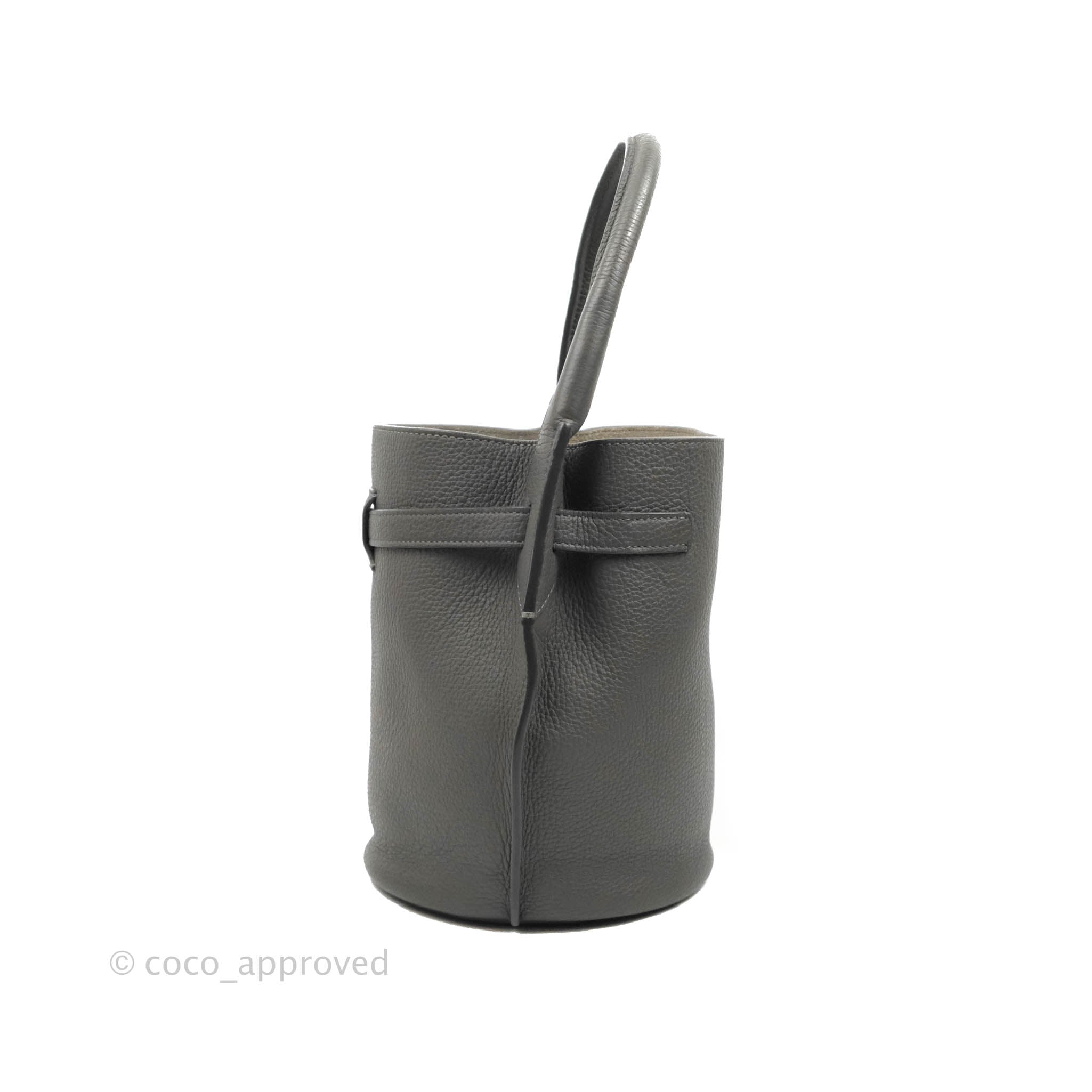 Celine Big Bag Nano Bucket Bag in Grey Grained Calfskin Leather - Stylish Crossbody Purse for Women, Perfect for Work, Travel & Everyday Use