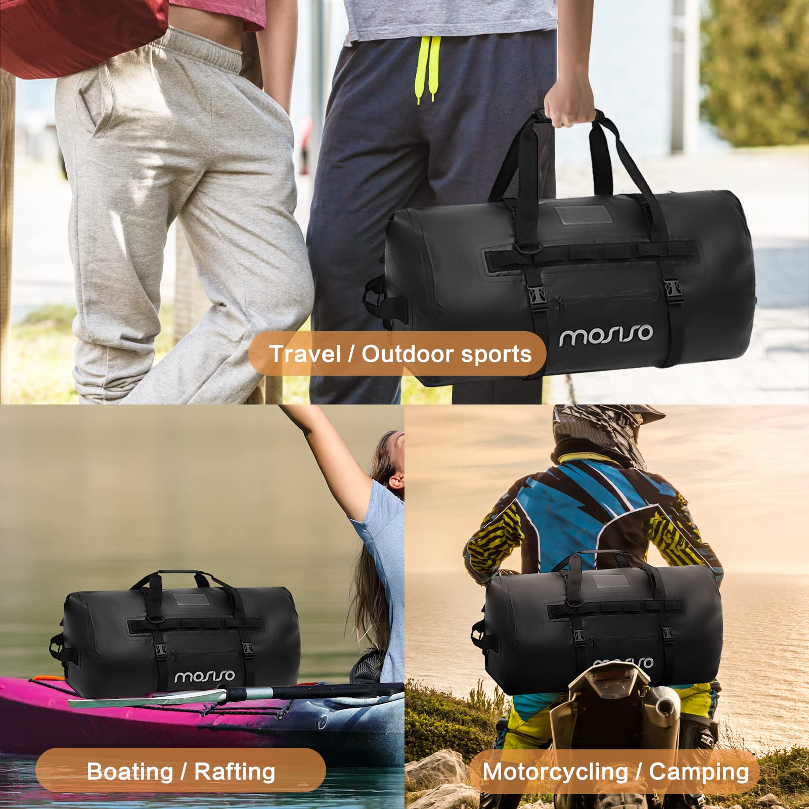 MOSISO 60L Waterproof Camera Backpack & Travel Dry Duffel Bag - Tactical Photography Bag with Tripod Holder & 15-16