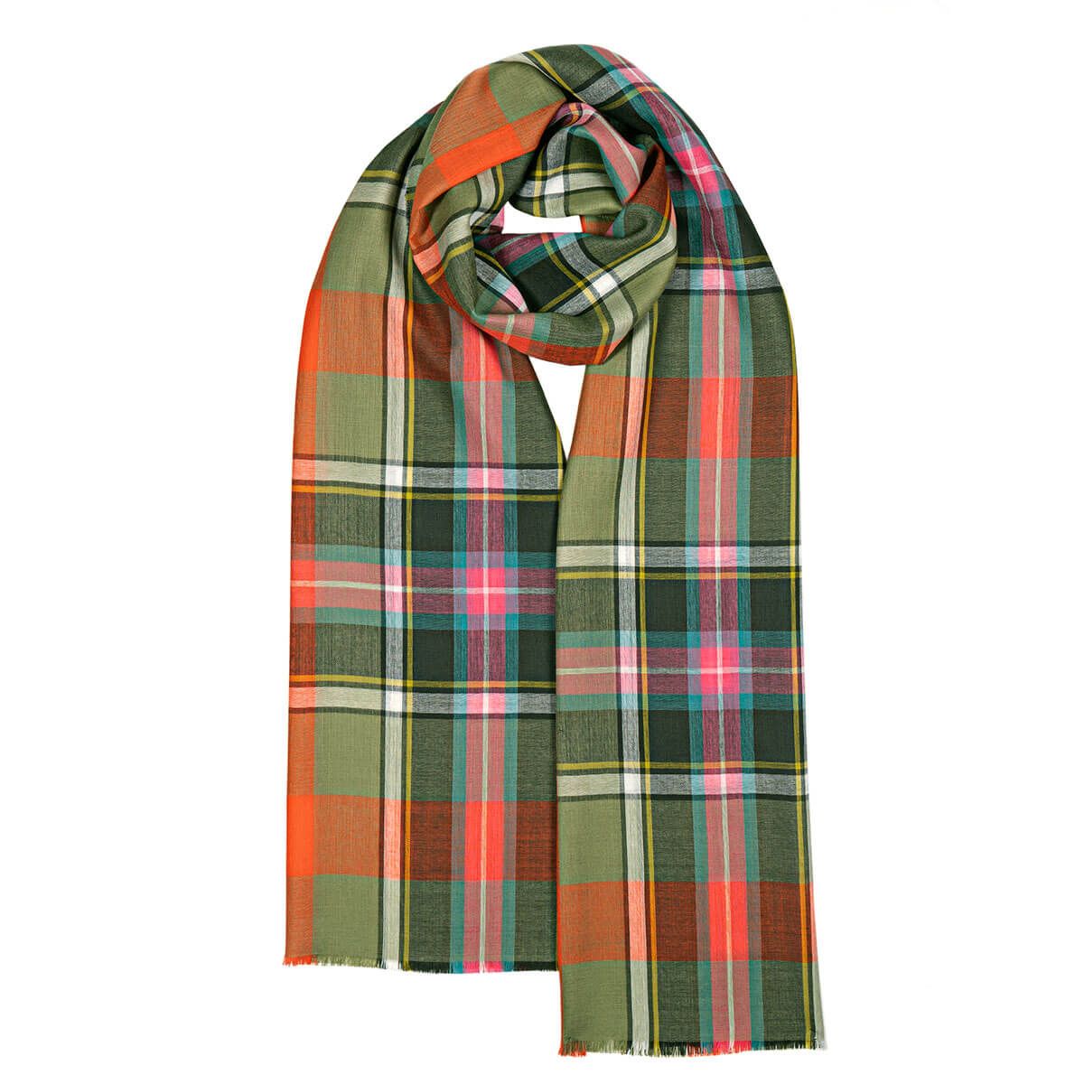 Bruce of Kinnaird Tartan Extra Fine Merino Wool Stole - Luxury Scottish Cashmere Shawl for Women, Perfect for Weddings, Parties & Winter Fashion Accessories