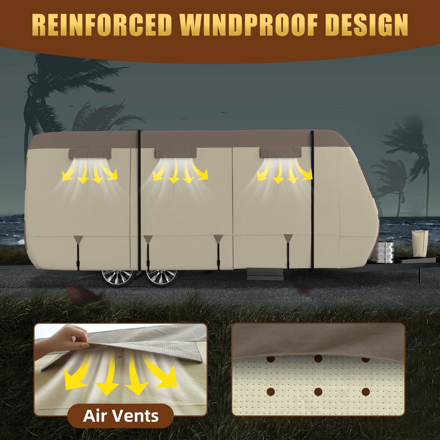 RV Cover - Heavy Duty 7-Layer Windproof Trailer Cover for 27-30ft - UV Protection, Toy Hauler & Tire/Gutter Guard - Perfect for Outdoor Storage & Travel Protection