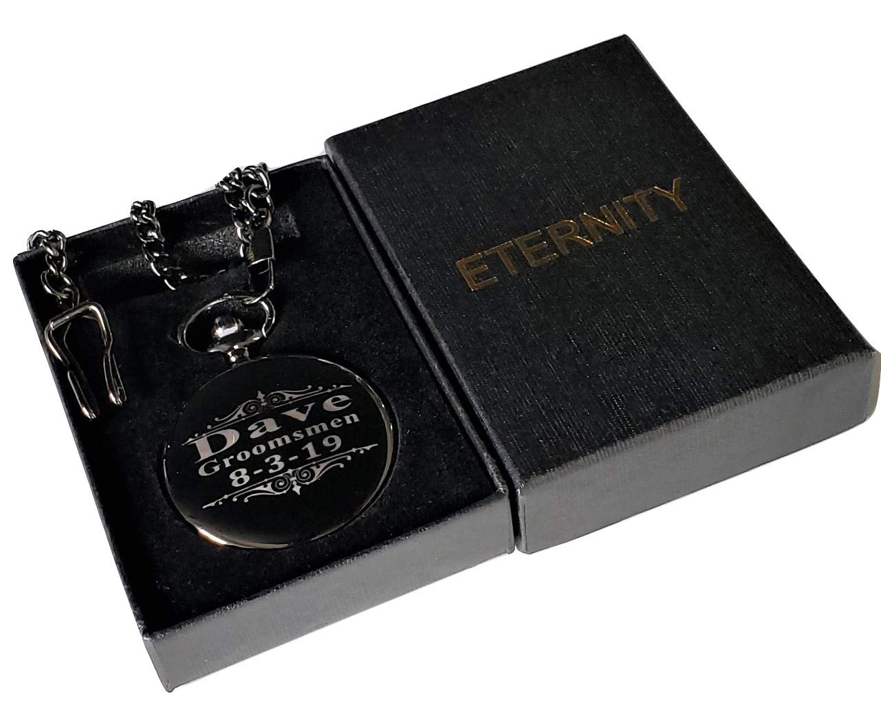 8 Custom Engraved Pocket Watches for Men - Personalized Groomsmen Wedding Gift Set with Chain & Gift Box - Perfect for Anniversaries, Graduations & Special Occasions