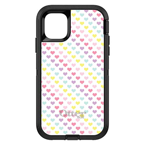 Rainbow Hearts Diagonal Pattern On Black Case
