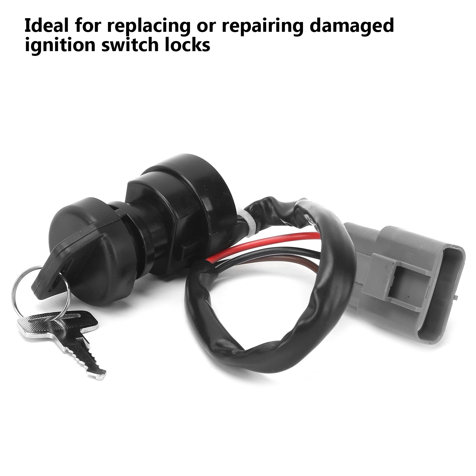 Ignition Key Switch with 2 Keys - 3 Wire Motorcycle Ignition Lock Cylinder Compatible with Yamaha YFM400 4x4 ATV (2009-2012) - Perfect for ATV, UTV & Off-Road Vehicle Accessories