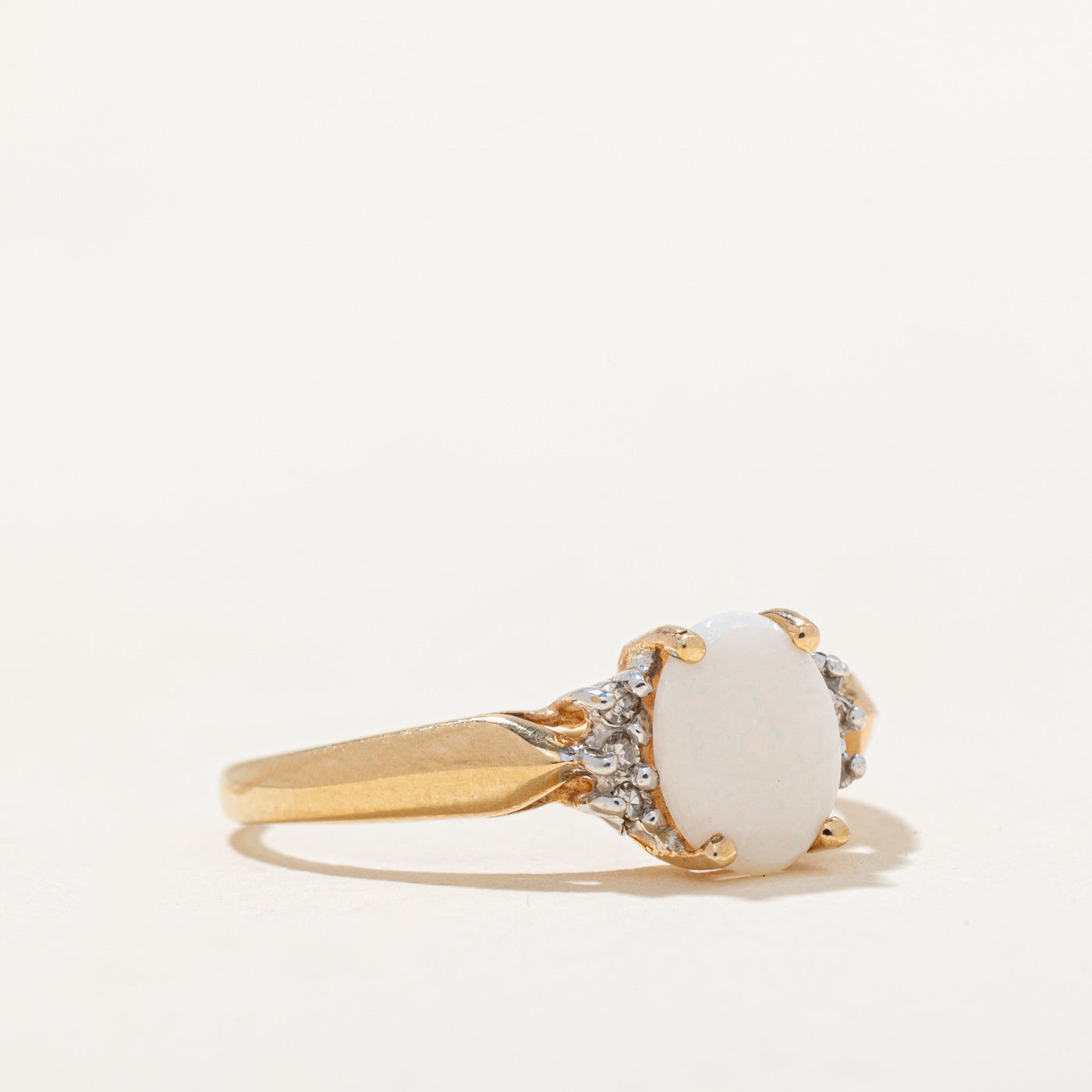 Exquisite Opal & Diamond Ring - 0.60ct Opal with 0.02ctw Diamond Accents - Size 8.5 - Elegant Jewelry for Weddings, Anniversaries & Special Occasions