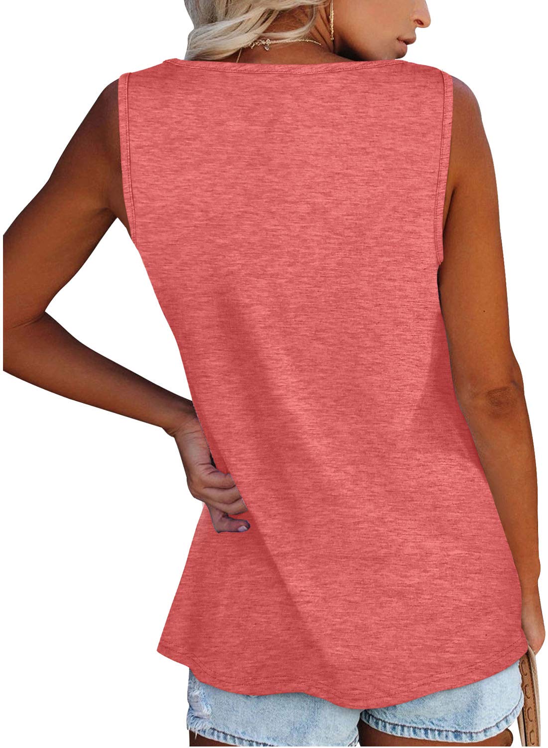 WIHOLL Women's Henley Tank Tops - Sleeveless Summer Tunic Blouse with Button Down Design | Casual Comfort Shirt for Beach, Travel & Everyday Wear