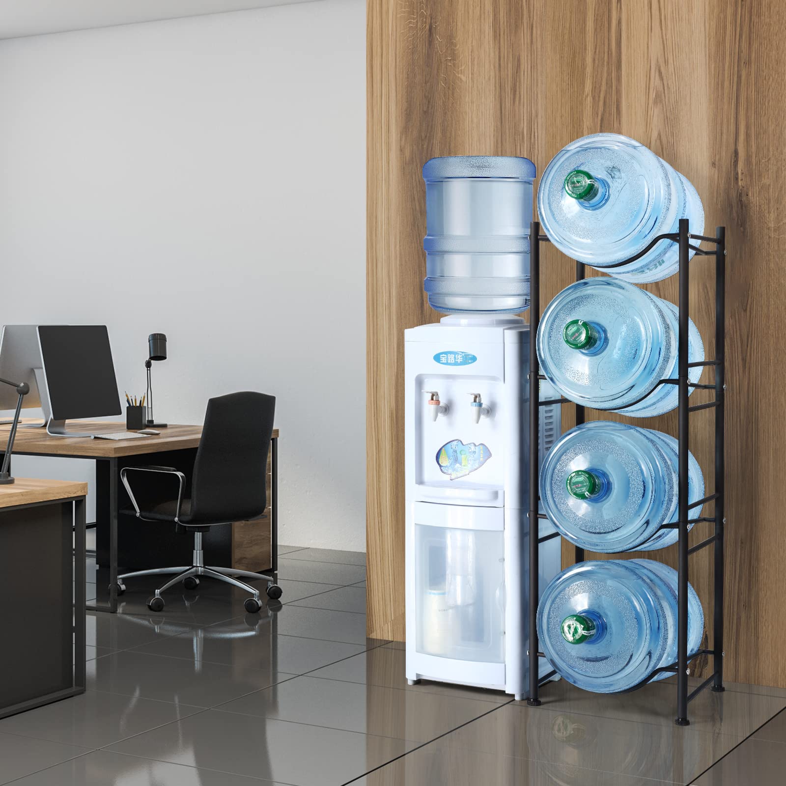 5 Gallon Water Cooler Jug Rack - 4 Tier Detachable Water Bottle Storage Organizer | Heavy Duty Home & Office Water Bottle Holder | Perfect for Kitchen Pantry, Garage, or Workplace Hydration Station