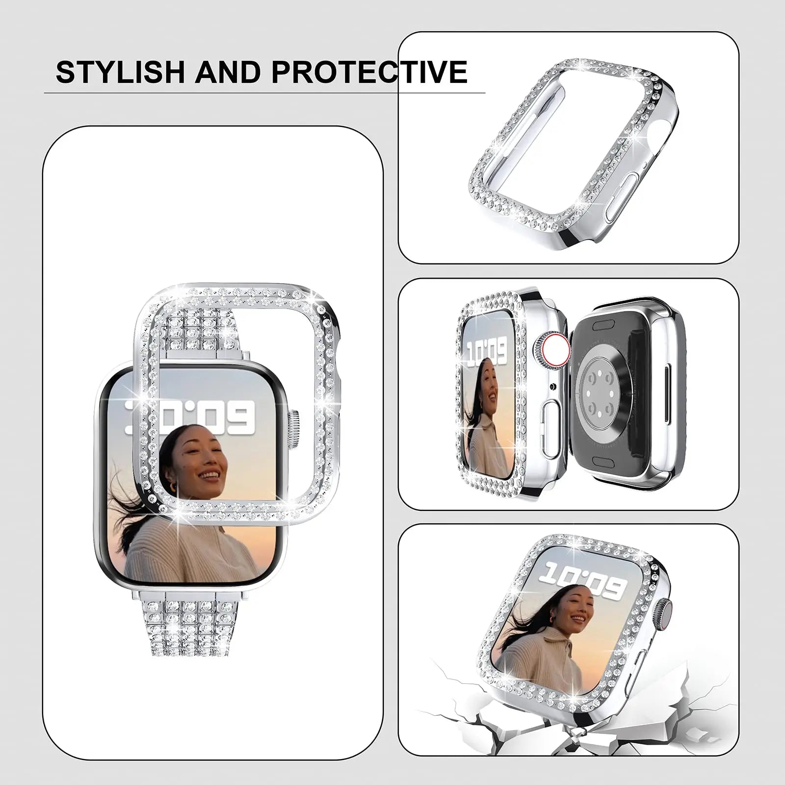 Diamond Style Jewelry Strap & Case - Elegant Watch Band with Rhinestones for Women | Perfect for Parties, Weddings & Special Occasions