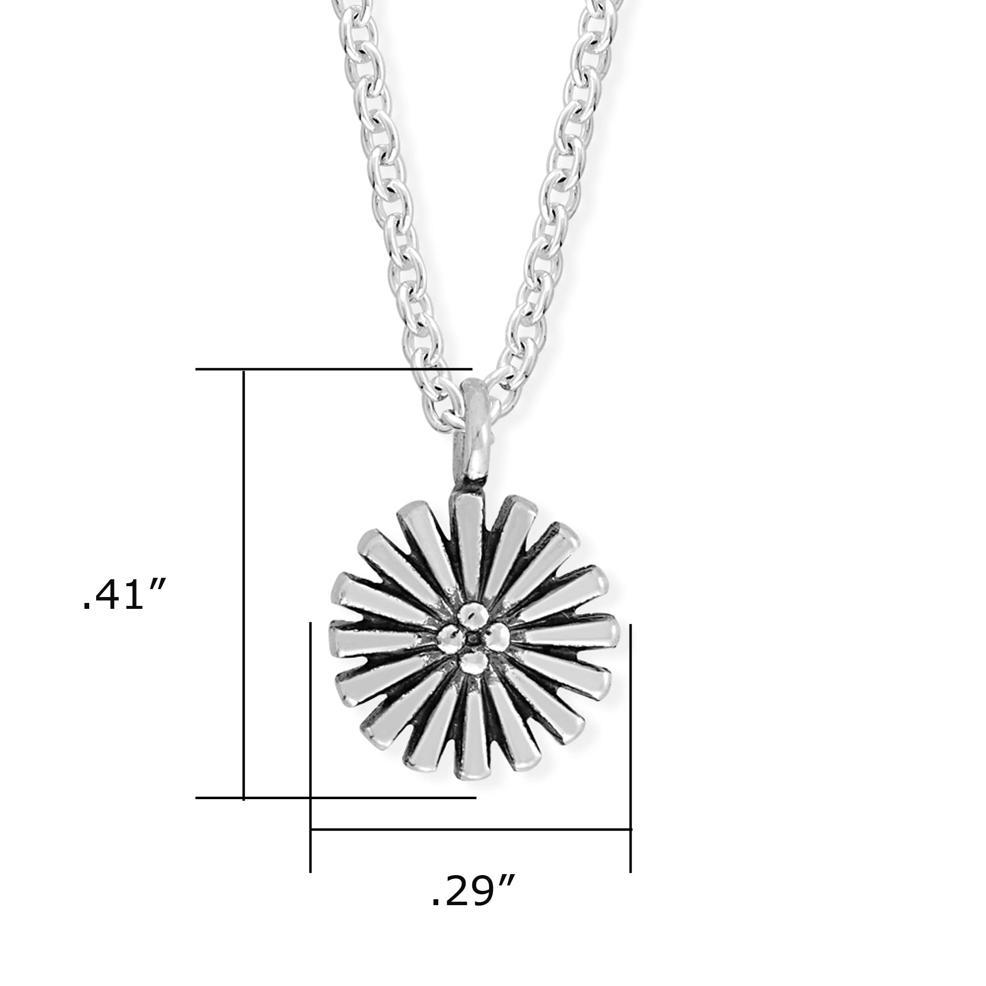 Sterling Silver Flower Pendant Necklace - 18
