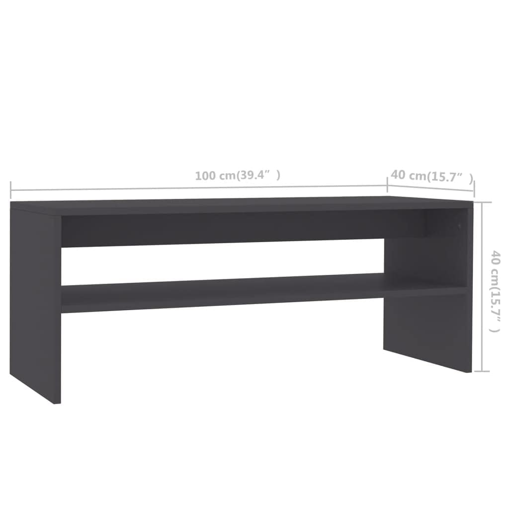 Modern Gray Coffee Table with Shelf - 39.4