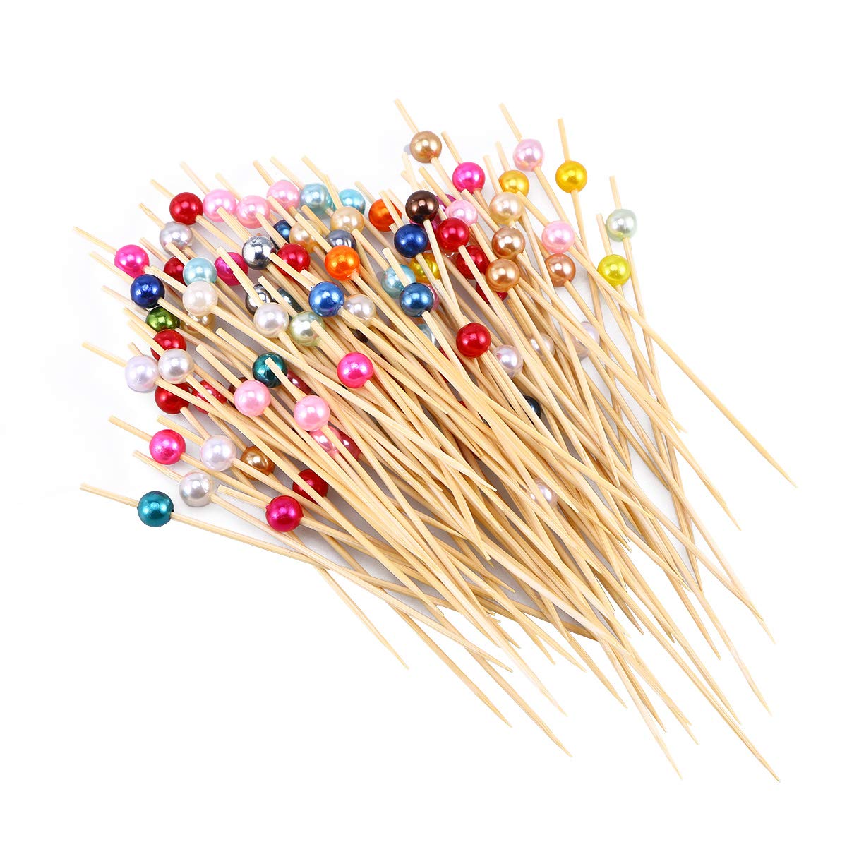 DOITOOL 100pcs Disposable Wooden Dessert Forks - 12cm Pearl Color Cocktail & Fruit Picks for Party, Wedding, Picnic, and Catering Supplies - Perfect for Appetizers, Drinks, and Dessert Serving
