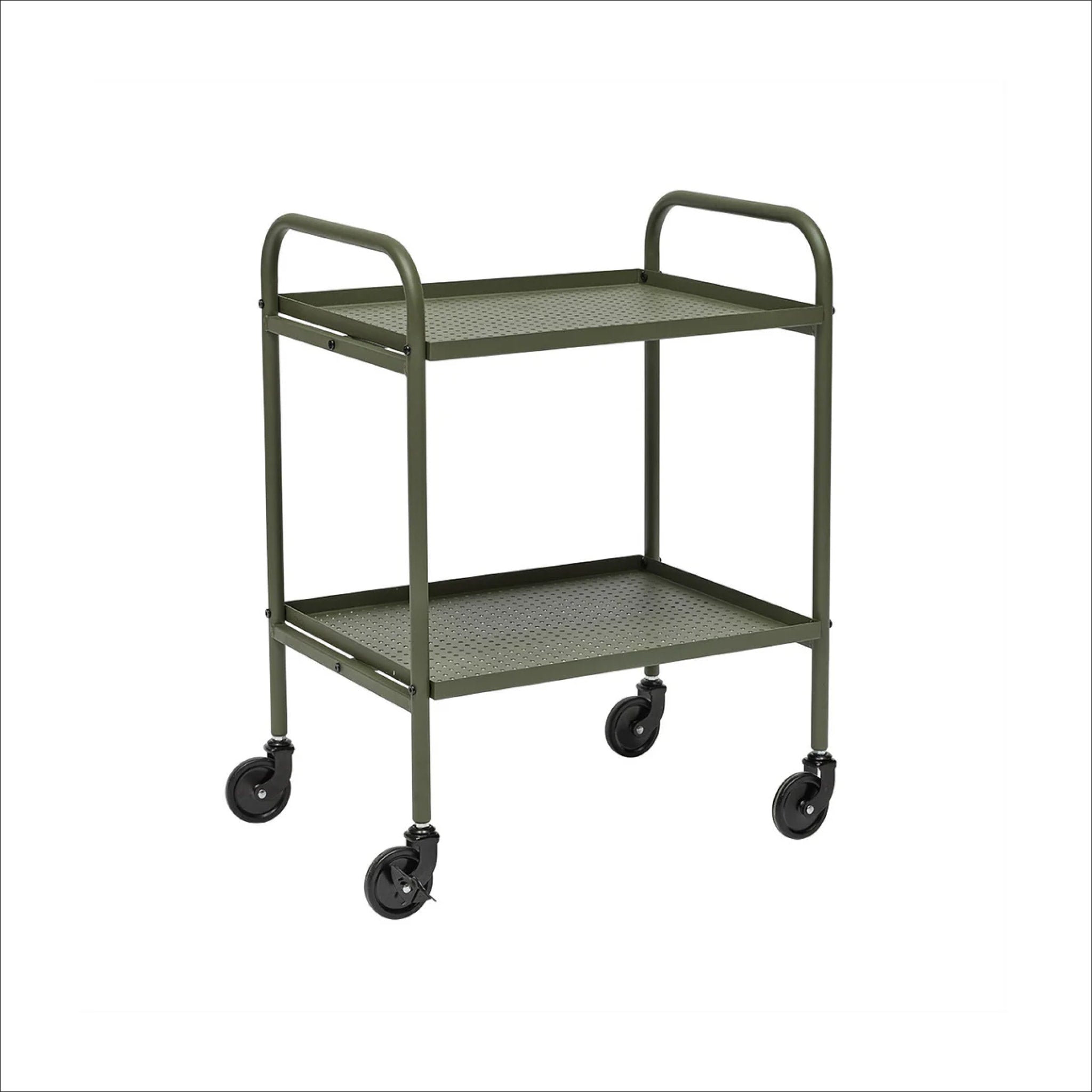 OYOY Maki Small Trolley Cart - Compact Rolling Storage Cart with Wheels, Olive Green | Perfect for Kitchen, Bathroom, Office, or Kids Room Organization