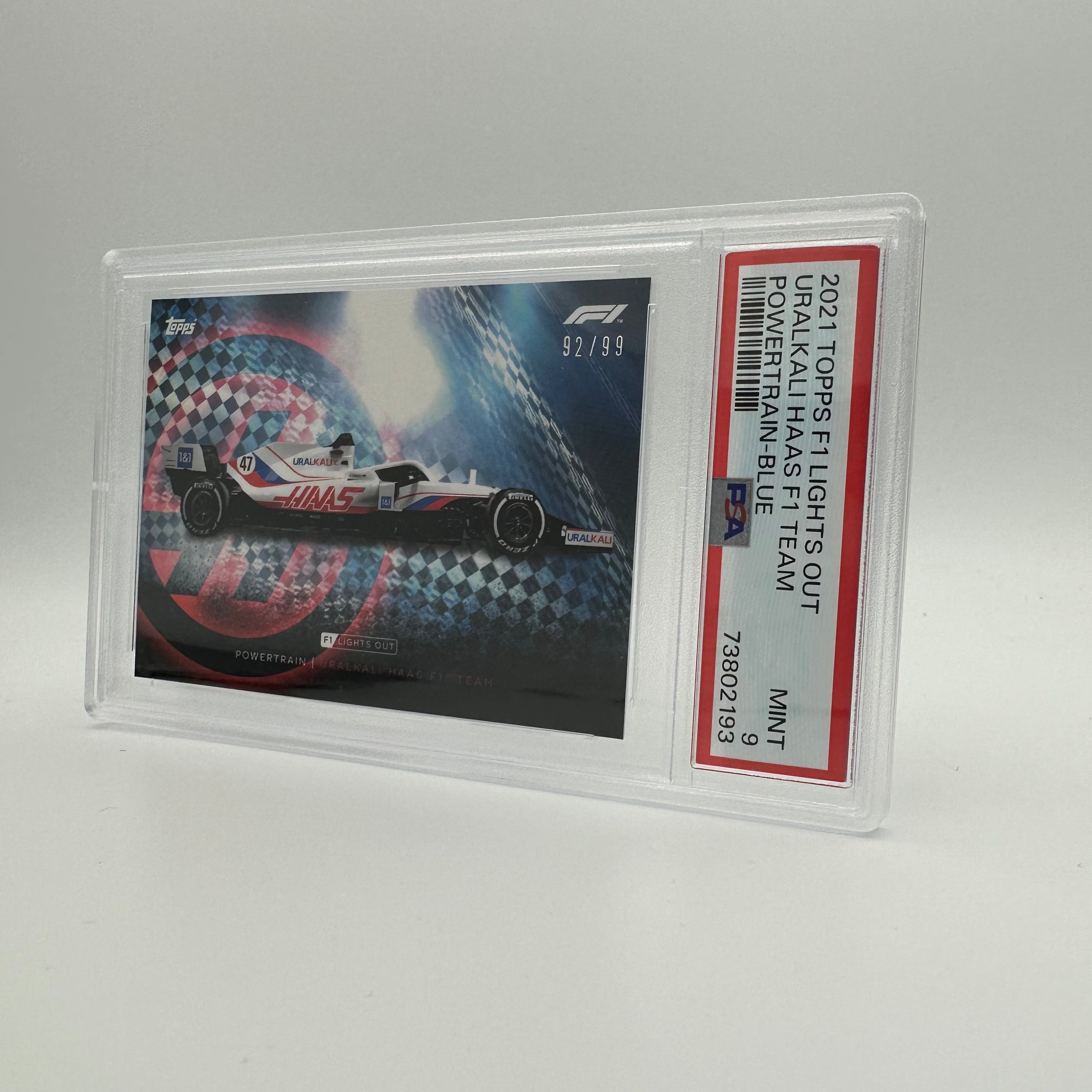 PSA 9 92/99 Uralkali Haas F1 Team Powertrain Blue - Rare F1 Racing Collectible for Display & Investment