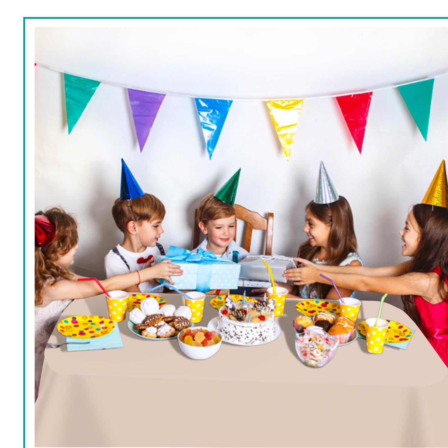6 Pack Ivory Plastic Tablecloth 54