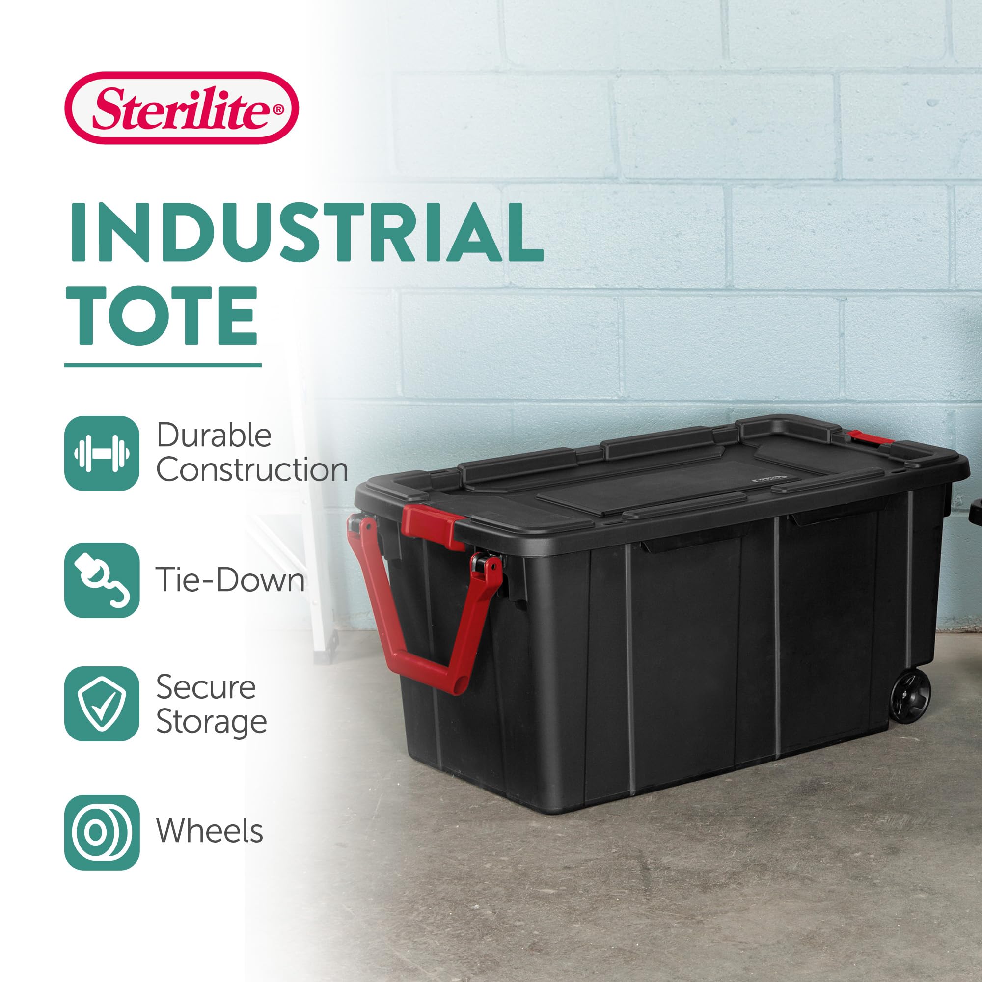 Sterilite 8-Pack 40 Gallon Storage Bins with Lids & Wheels - Heavy Duty Plastic Organizer Containers for Home, Garage, Office & Closet Organization
