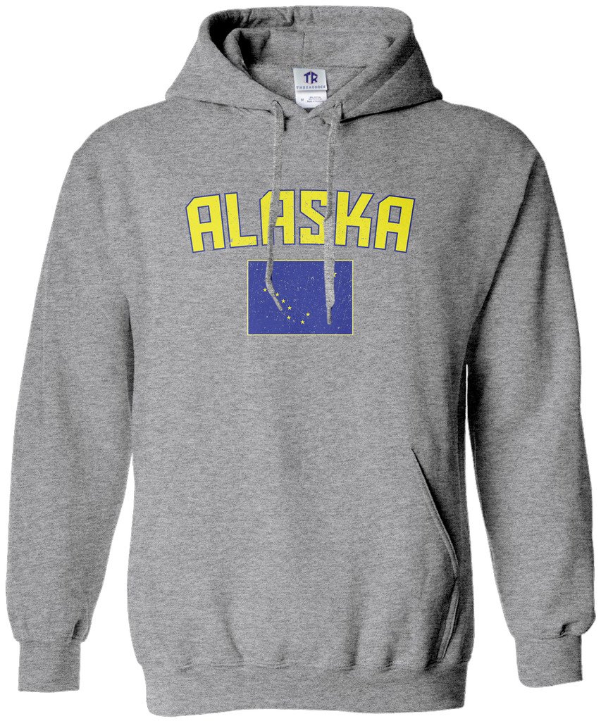 Threadrock Women's Alaska Flag Hoodie Sweatshirt - Cozy Fleece Pullover with State Pride - Perfect for Outdoor Adventures & Casual Wear