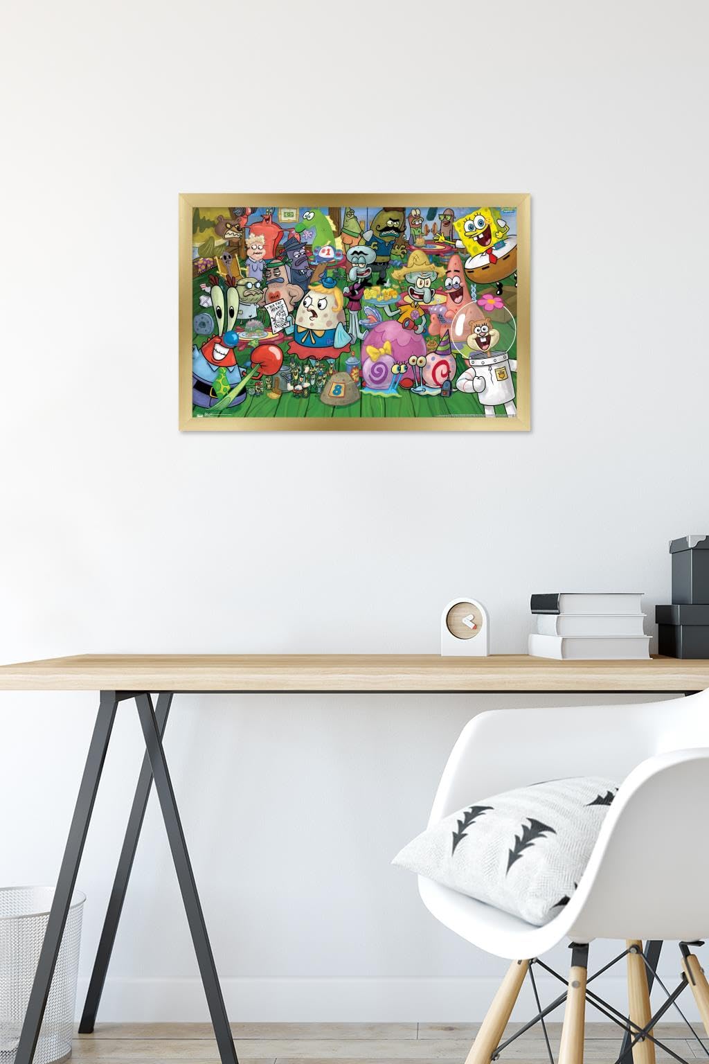 Trends International Nickelodeon SpongeBob SquarePants Gold Framed Wall Poster 14.725x22.375 Inches - Kids Room Decor, Birthday Gift, Classroom Art for Cartoon Fans