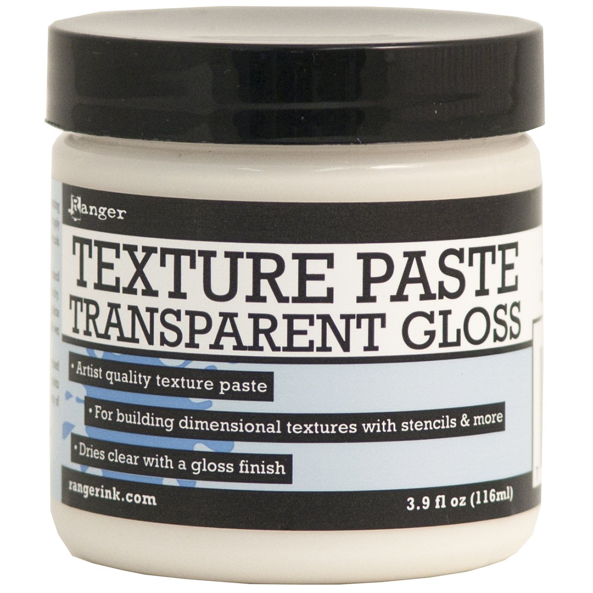 Ranger Texture Paste - Transparent Glossy Finish - 4oz (118ml) - Premium Art Medium for Mixed Media, Scrapbooking & DIY Crafts - Perfect for Creating Dimensional Effects on Canvas, Paper & Home Decor Projects