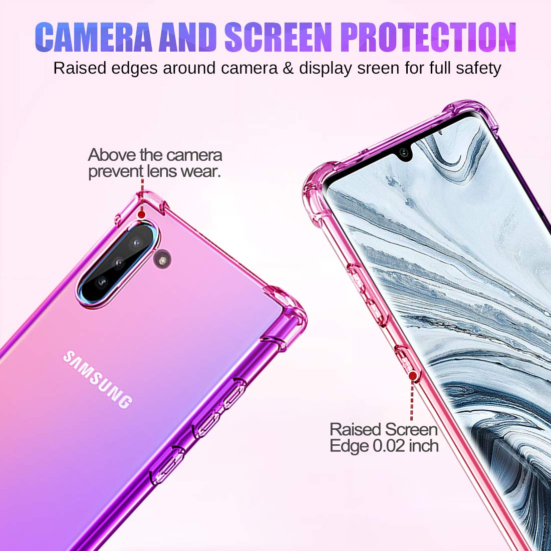 Samsung Galaxy Note 10 Case - Cute Gradient Slim Clear TPU Phone Cover | Shockproof & Anti-Scratch Protection for Note 10/Note 10 5G (Pink Purple) | Perfect for Everyday Use, Work & Travel