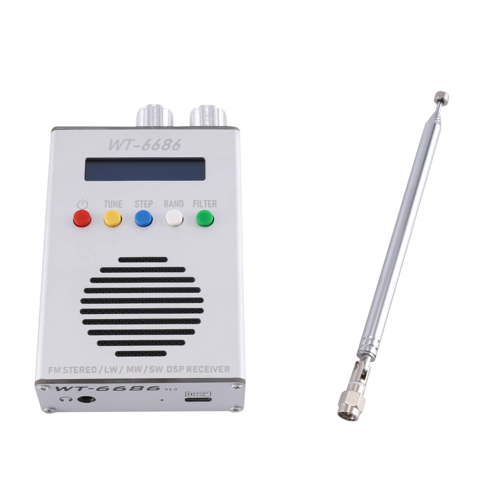 TEF6686 Full Band Radio Receiver - FM/MW/SW/HF/LW LCD Display with 1800mAh Battery, Metal Case, Built-in Speaker & Antenna - Portable Shortwave Radio for Travel, Emergency, Outdoor Adventures