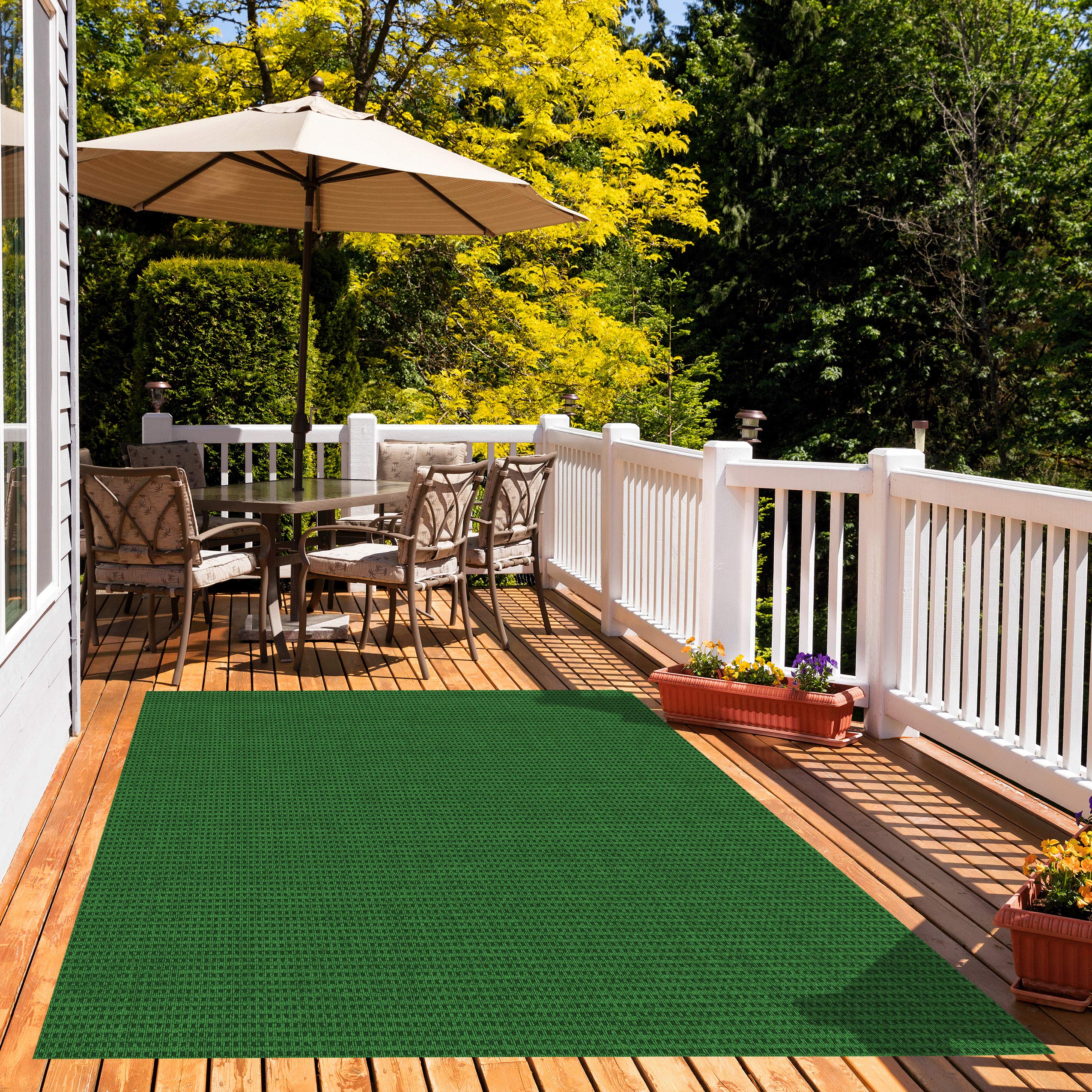 Heather Green 4' x 6' Soft Durable Indoor Outdoor Area Rug - Lightweight Flexible Easy to Clean & Transport - Perfect for Patio, Deck, Living Room & Dorm