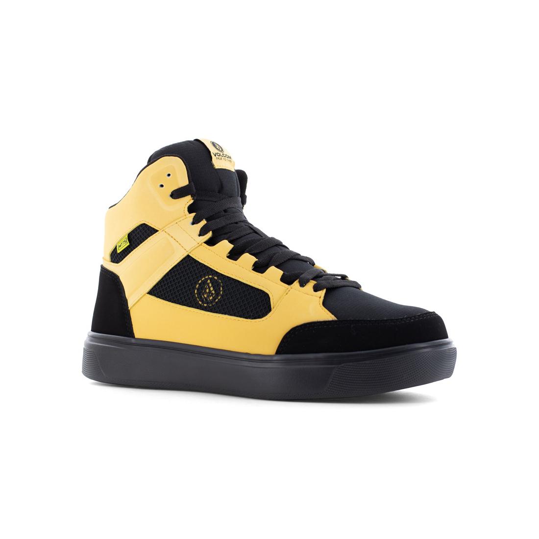 Evolve Composite Toe Met Guard High Top Work Boots for Men - Black & Yellow Safety Shoes for Construction, Warehouse & Industrial Work