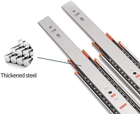 Heavy Duty Full Extension Ball Bearing Drawer Slides 250-500mm, 3-Way Extension Side Mount, 45kg Load Capacity - Perfect for Cabinets, Dressers, and Storage Furniture