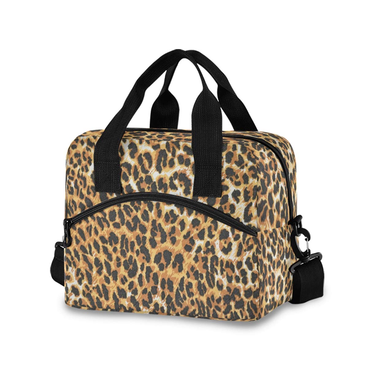 Vintage Leopard Print Insulated Lunch Box Cooler Bag - Portable Thermal Lunch Tote with Detachable Shoulder Strap for Women & Men - Perfect for Work, Beach, Picnic, Camping & Outdoor Activities