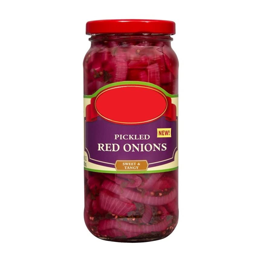 Al Amin Foods Red Pickled Onions - Sweet & Tangy Flavor - 16 FL OZ (437mL) Glass Jar - Perfect for Burgers, Salads & Charcuterie Boards - Middle Eastern Style Pickled Vegetables