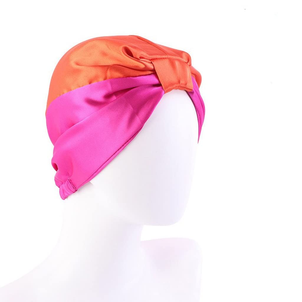 Luxury Satin Silk Turban for Women - Soft Sleep Head Wrap Cap, Hair Protection & Styling Accessory (One Size, Color E) - Perfect for Sleeping, Travel & Home Relaxation