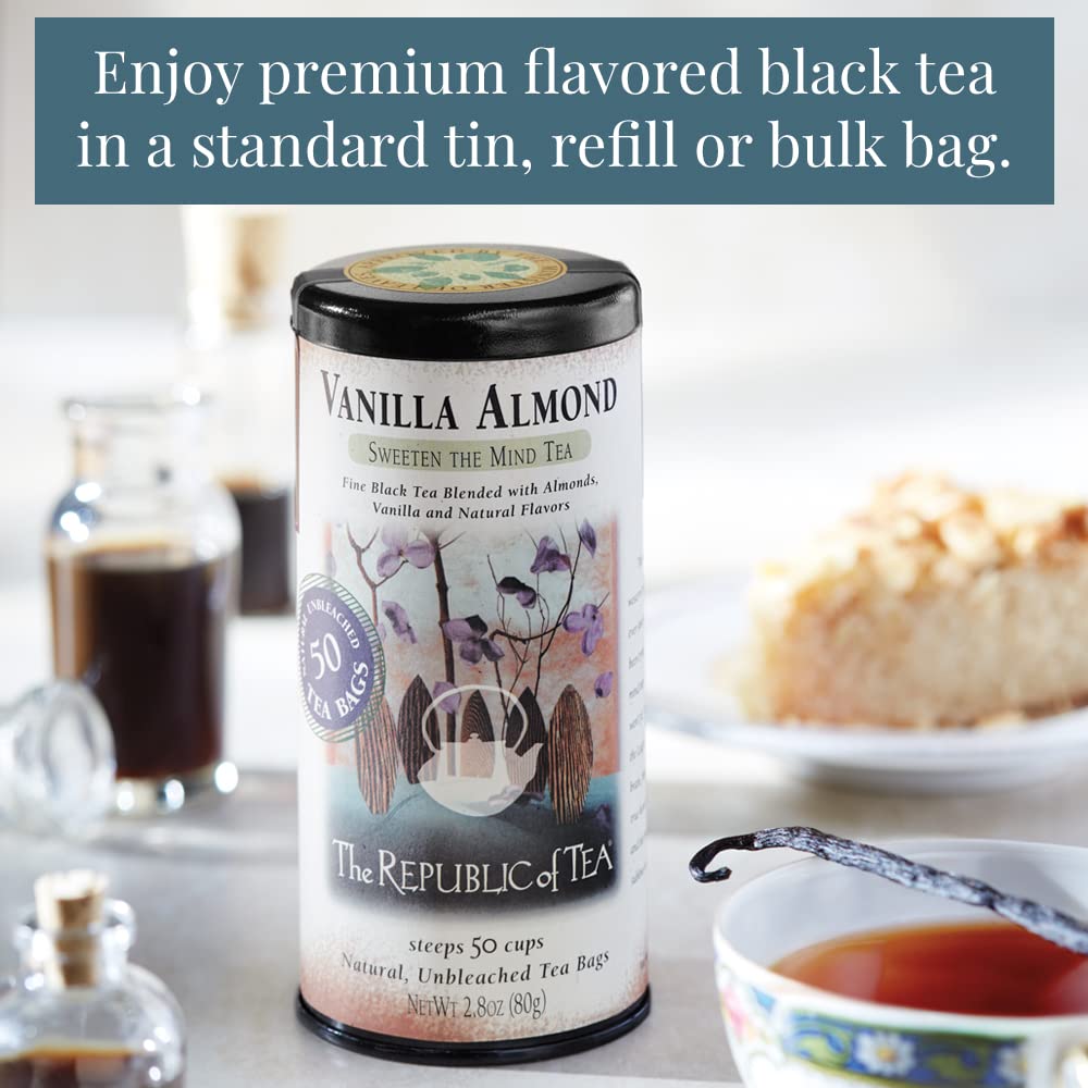 Republic of Tea Vanilla Almond Black Tea - 250 Premium Tea Bags, Naturally Caffeinated | Perfect for Morning Boost, Afternoon Relaxation & Gourmet Gifts