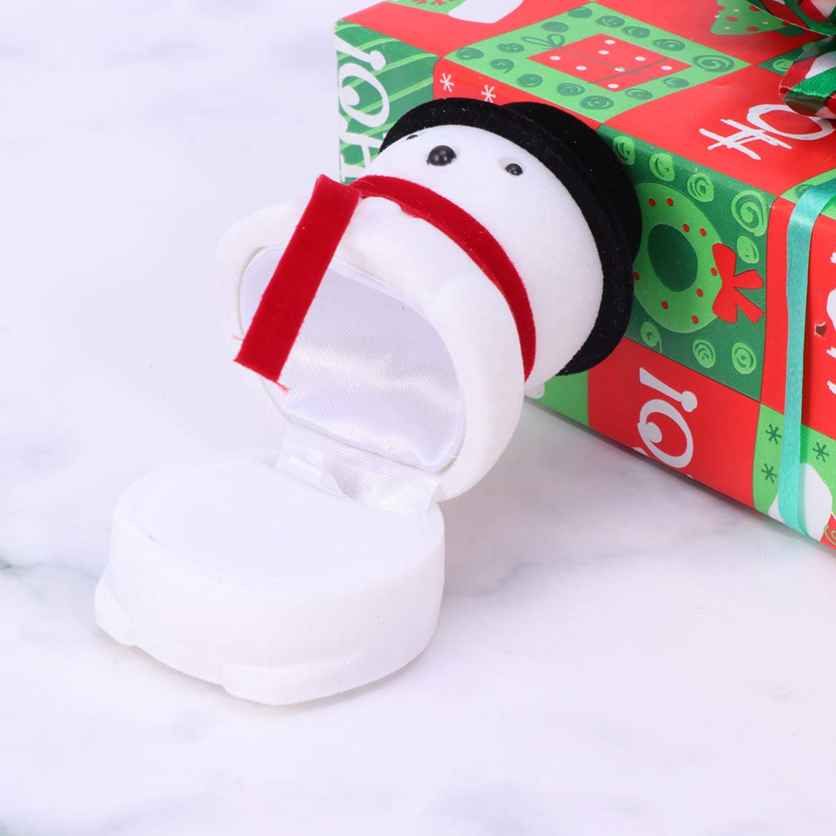 Amosfun Earring Case & Jewelry Box - Christmas Snowman Design Ring Holder for Engagement, Wedding, Xmas Party - Perfect for Jewelry Storage & Gift Giving