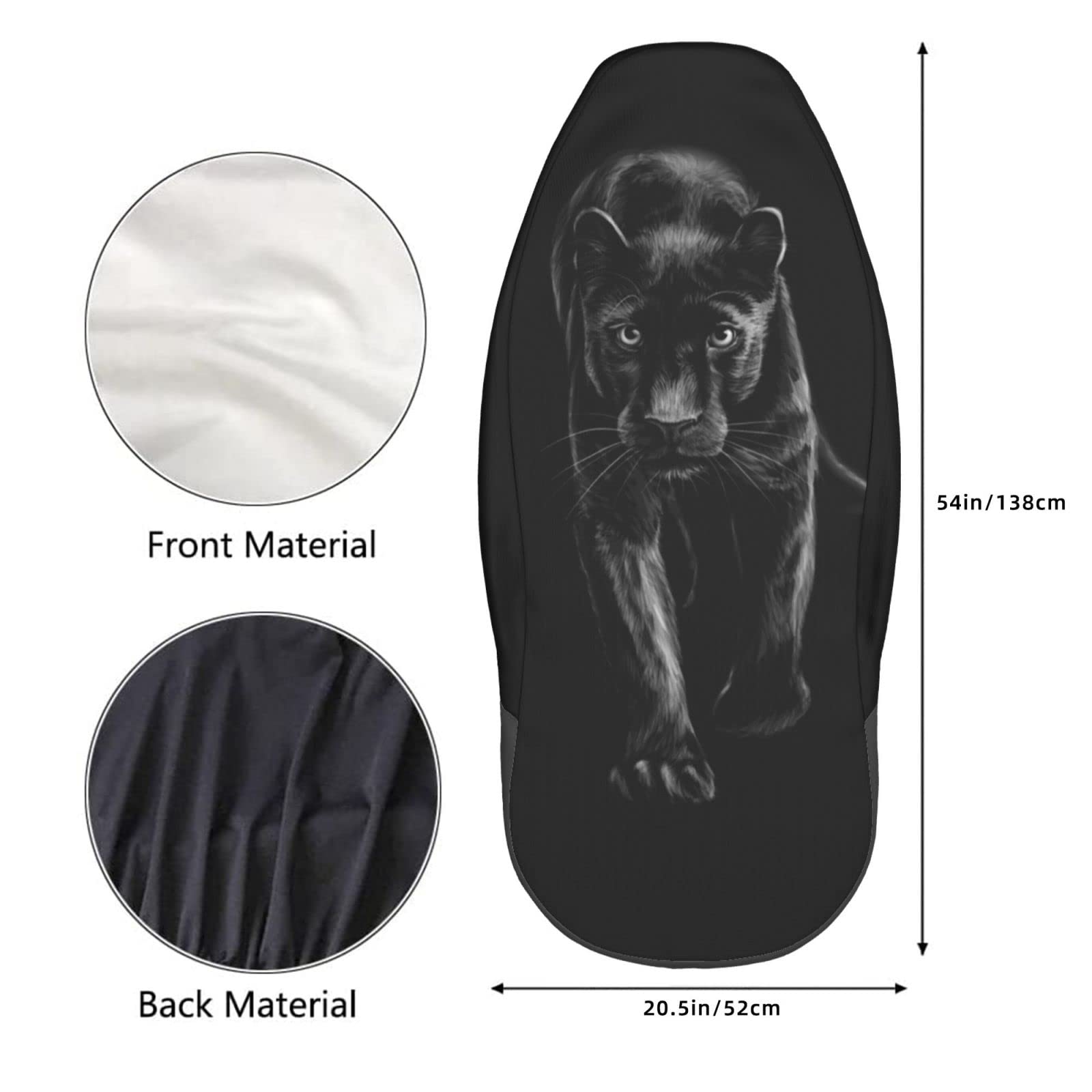 Premium Black Panther Print Car Seat Covers for Women & Girls - 2-Piece Universal Fit Front Seat Protectors for Sedan, SUV, Truck - Soft & Durable Auto Accessories for Daily Commute, Road Trips & Style Upgrade