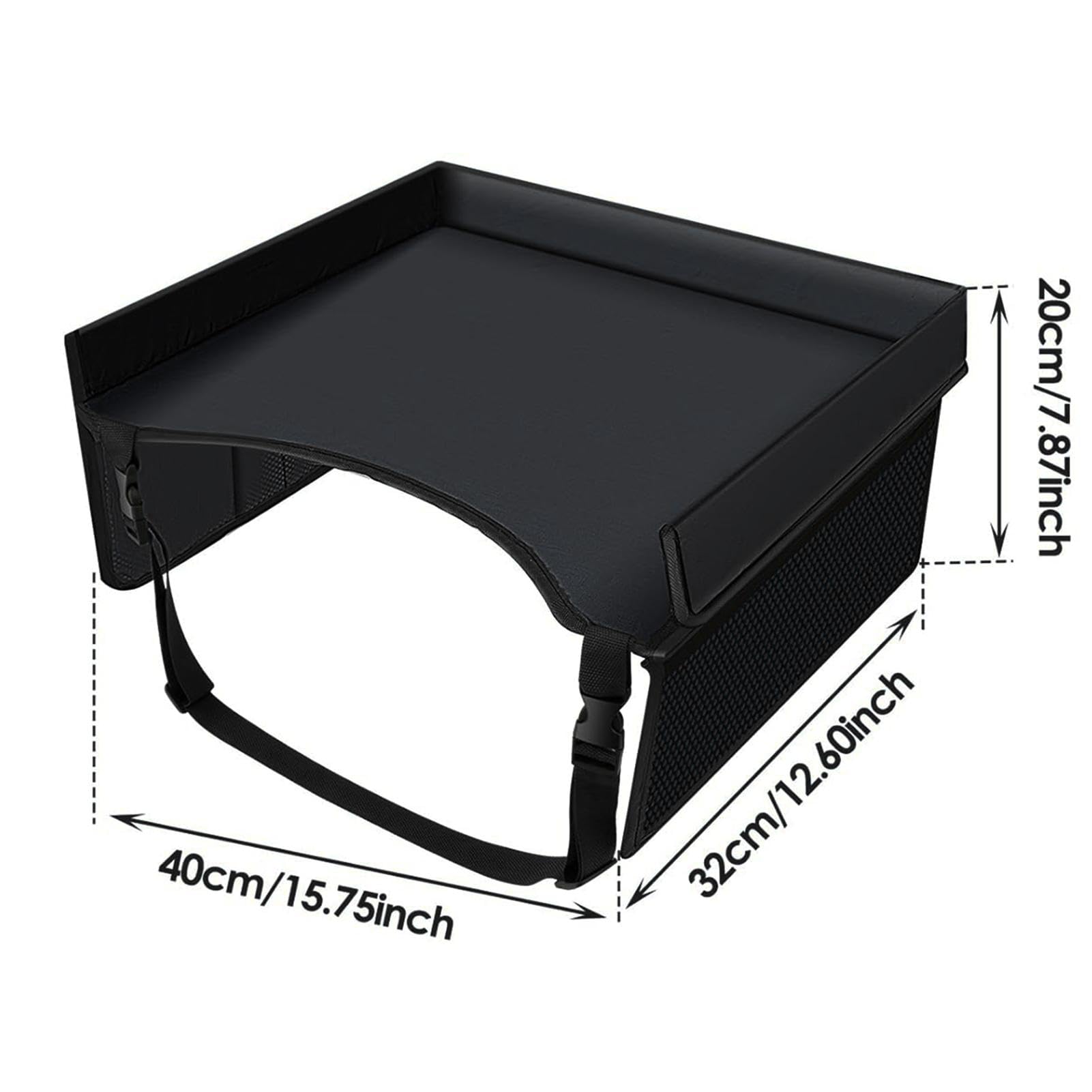 Foldable Kids Car Seat Tray with Adjustable Strap & Pocket - Travel Lap Desk for Snacks & Toys