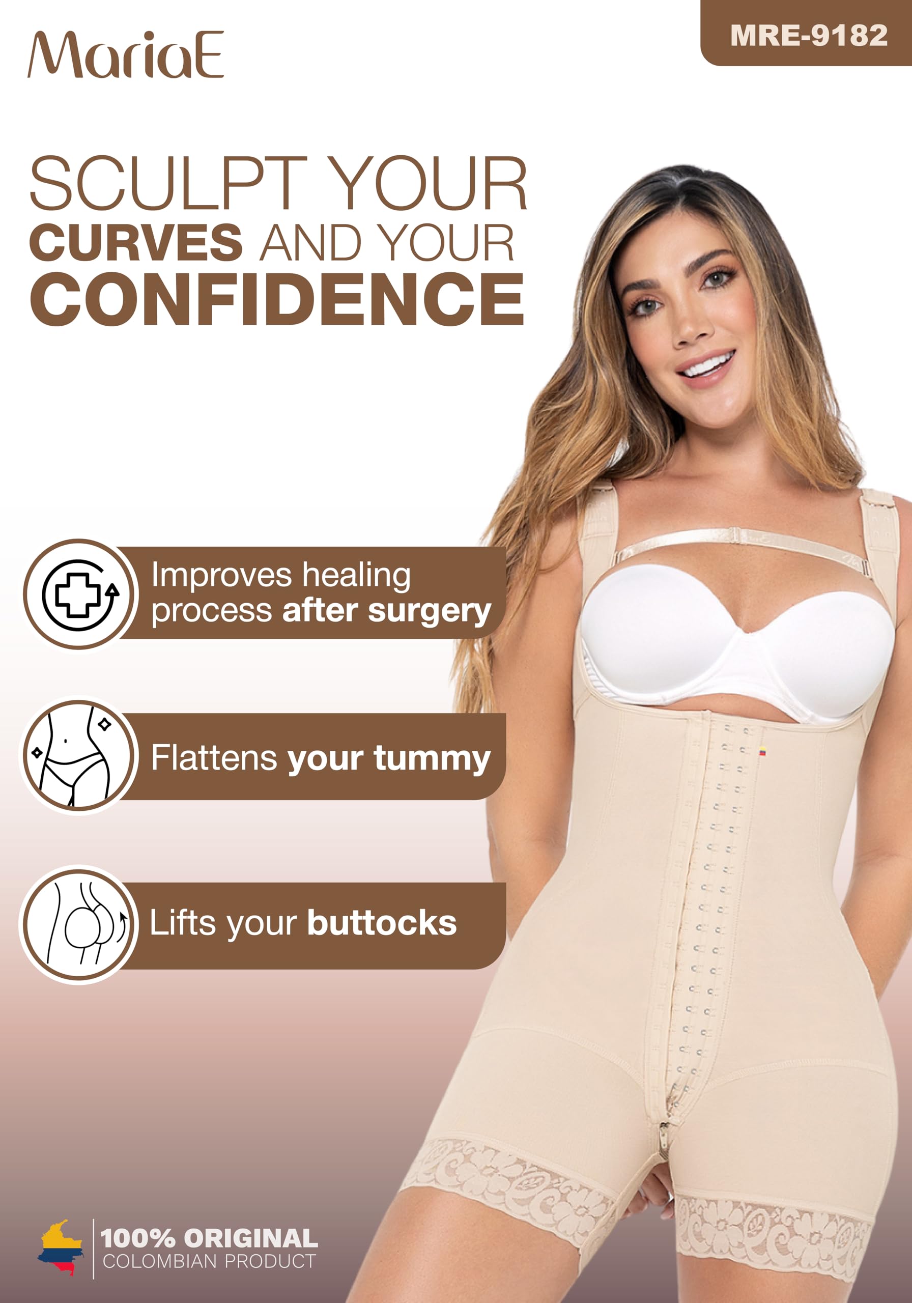 MARIAE STAGE 2 Post-Surgery Compression Garment - Tummy Tuck & Lipo Recovery Faja - Colombian Body Shaper for Waist Training & Slimming - Perfect for Postpartum, Weight Loss & Cosmetic Surgery Recovery