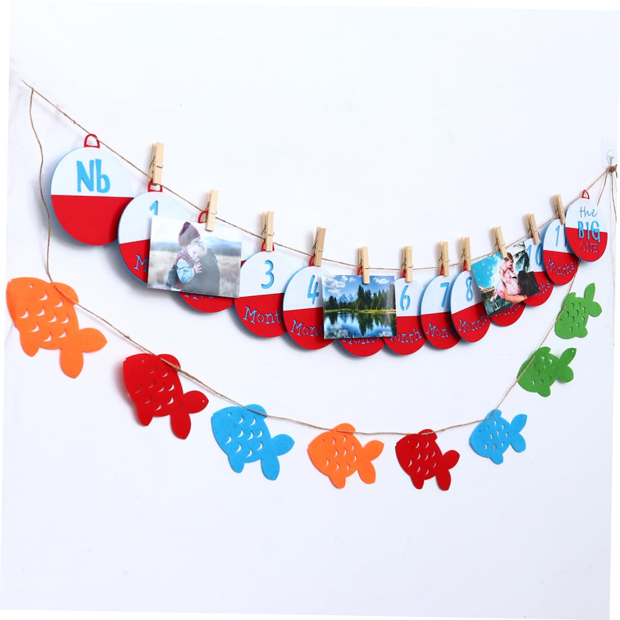 2pcs Baby Birthday Hanging Banner Set - Linen Party Decor with Letter Props for 1st Birthday Celebration | Perfect for Nursery, Baby Shower & Birthday Party Decorations
