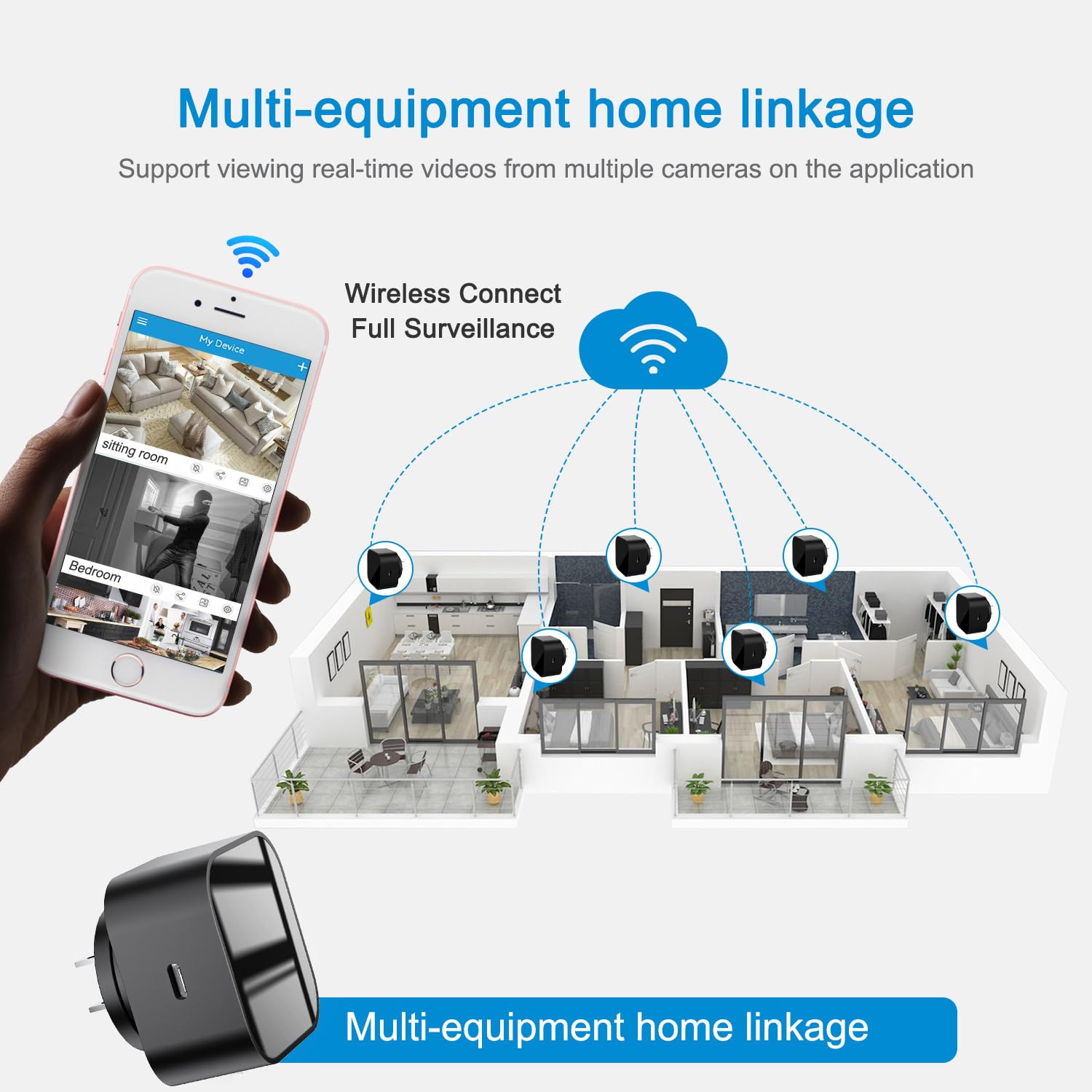 LIZVIE Smart USB Wall Charger with Motion Detection & Night Vision - Home Security Camera & Phone Charging Station for Indoor Monitoring