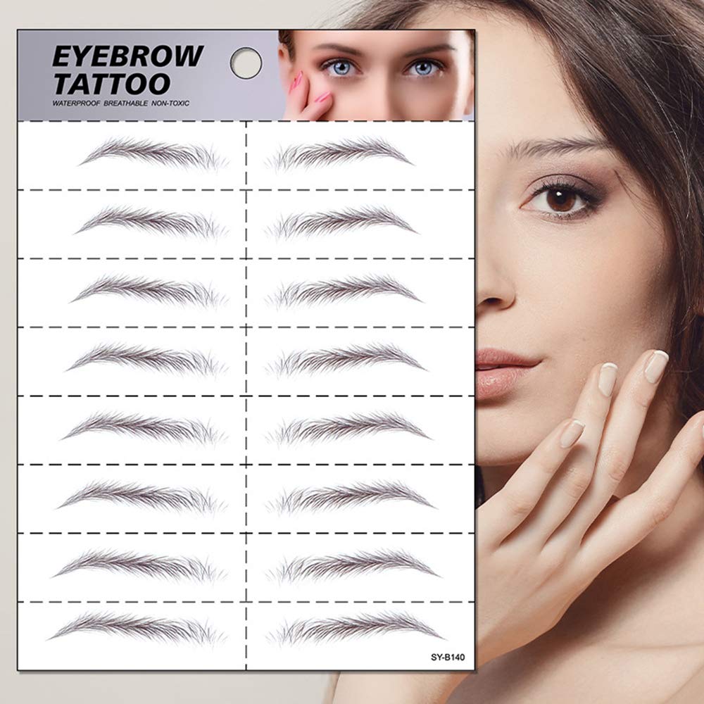 8 Pairs 6D Natural Look Eyebrow Styling Stickers - Waterproof, Long Lasting Up to 7 Days, Temporary Tattoo - 1 Sheet (140 Count) - Perfect for Daily Use, Special Occasions & Travel