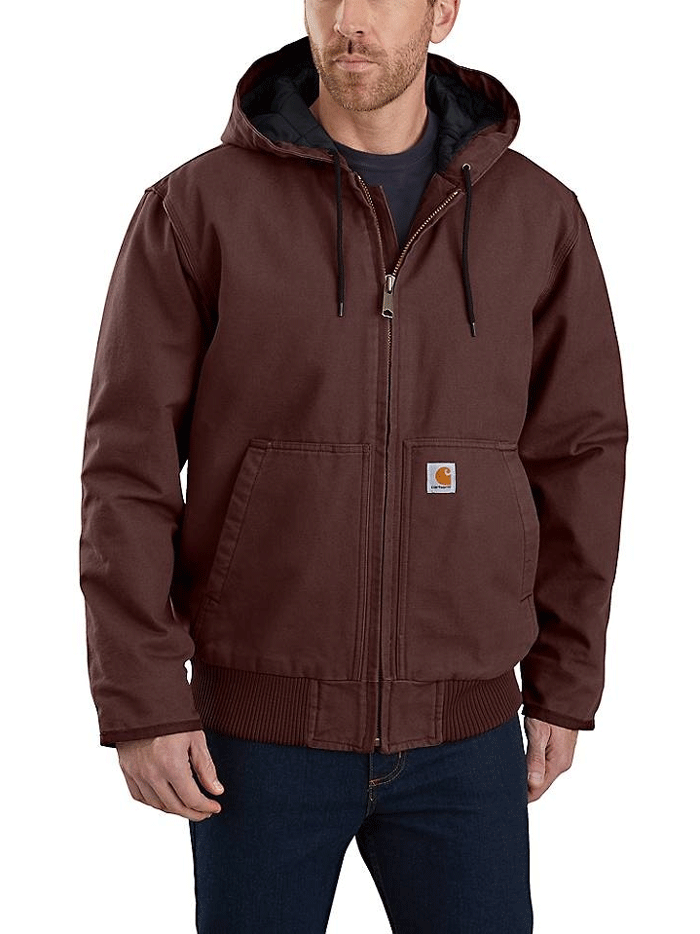 Carhartt Men's 104050 224 Washed Duck Insulated Active Jacket in Dark Cedar - Warm Workwear for Outdoor Activities & Construction Sites