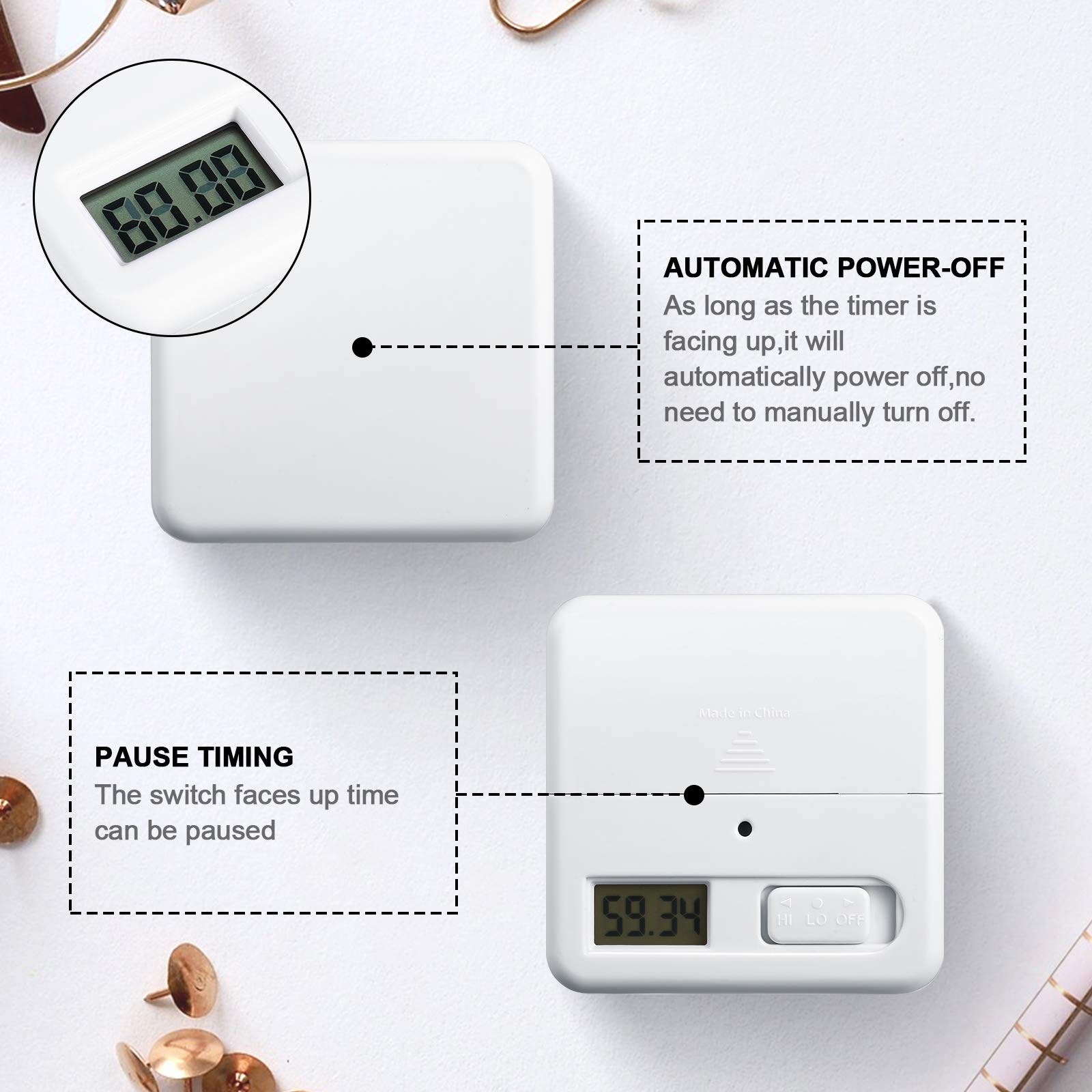 Weewooday 2.6 Inch White Cube Timer - ADHD Focus Tool with Gravity Sensor for Productivity, Workouts & Time Management (15/20/30/60 Min Settings) - Perfect for Studying, Cooking, Office & Classroom Use