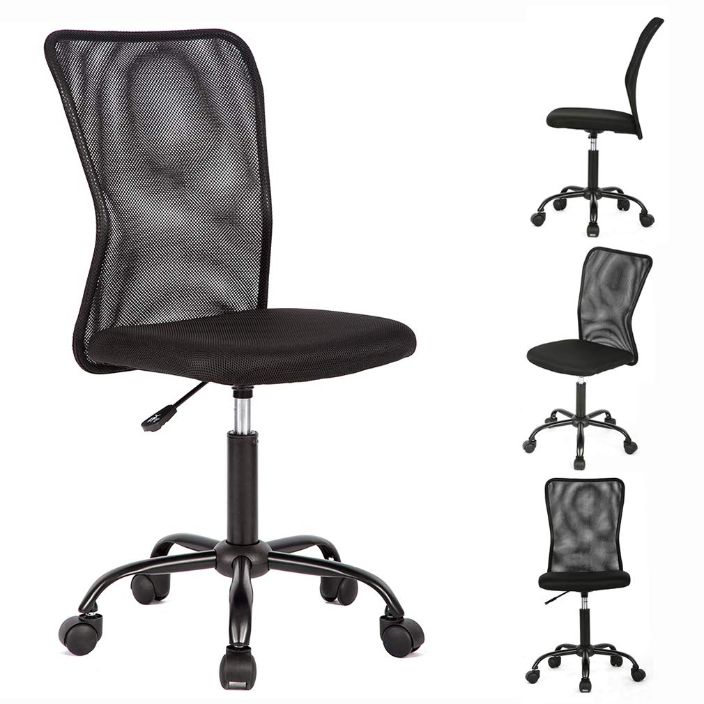 Best Ergonomic Mesh Office Chair with Lumbar Support - Armless Swivel Rolling Executive Desk Chair for Back Pain Relief - 4 Pack Black - Perfect for Home Office, Gaming & Computer Workstations