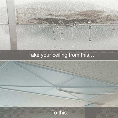 InBrella Reusable 2' x 4' White Ceiling Tile Leak Diverter Kit - Emergency Roof & Ceiling Leak Repair for Roofing, Plumbing & Refrigeration Pipes - Perfect for Acoustic & Drop Ceiling Tiles in Homes, Offices & Commercial Buildings