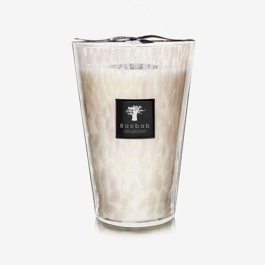 Baobab Collection White Pearls Scented Candle - Luxury Home Fragrance for Relaxation & Romantic Ambience - Perfect for Bedroom, Bathroom & Spa Decor