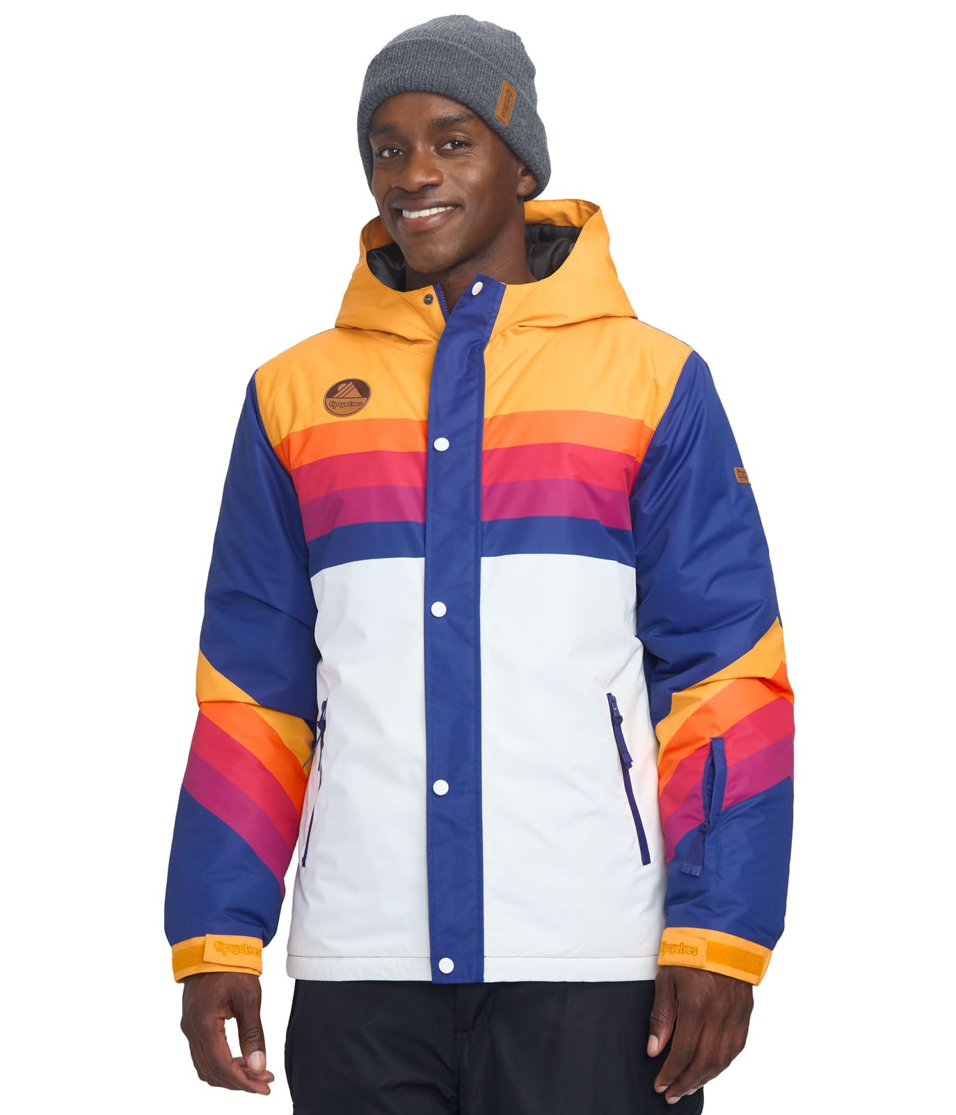 Fun & Colorful Men's Ski Jackets - Waterproof Hooded Snow Jackets for Adults by Tipsy Elves | Perfect for Après Ski, Winter Sports & Cold Weather Adventures