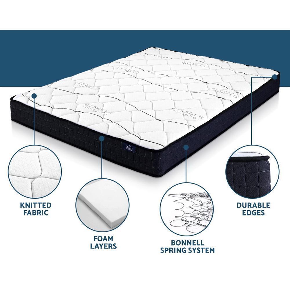 Tarcoola Medium Firm Bonnell Spring Mattress - Charcoal & Gray Double Package for Bedroom Comfort & Support | Perfect for Guest Rooms, Dorms & Apartments