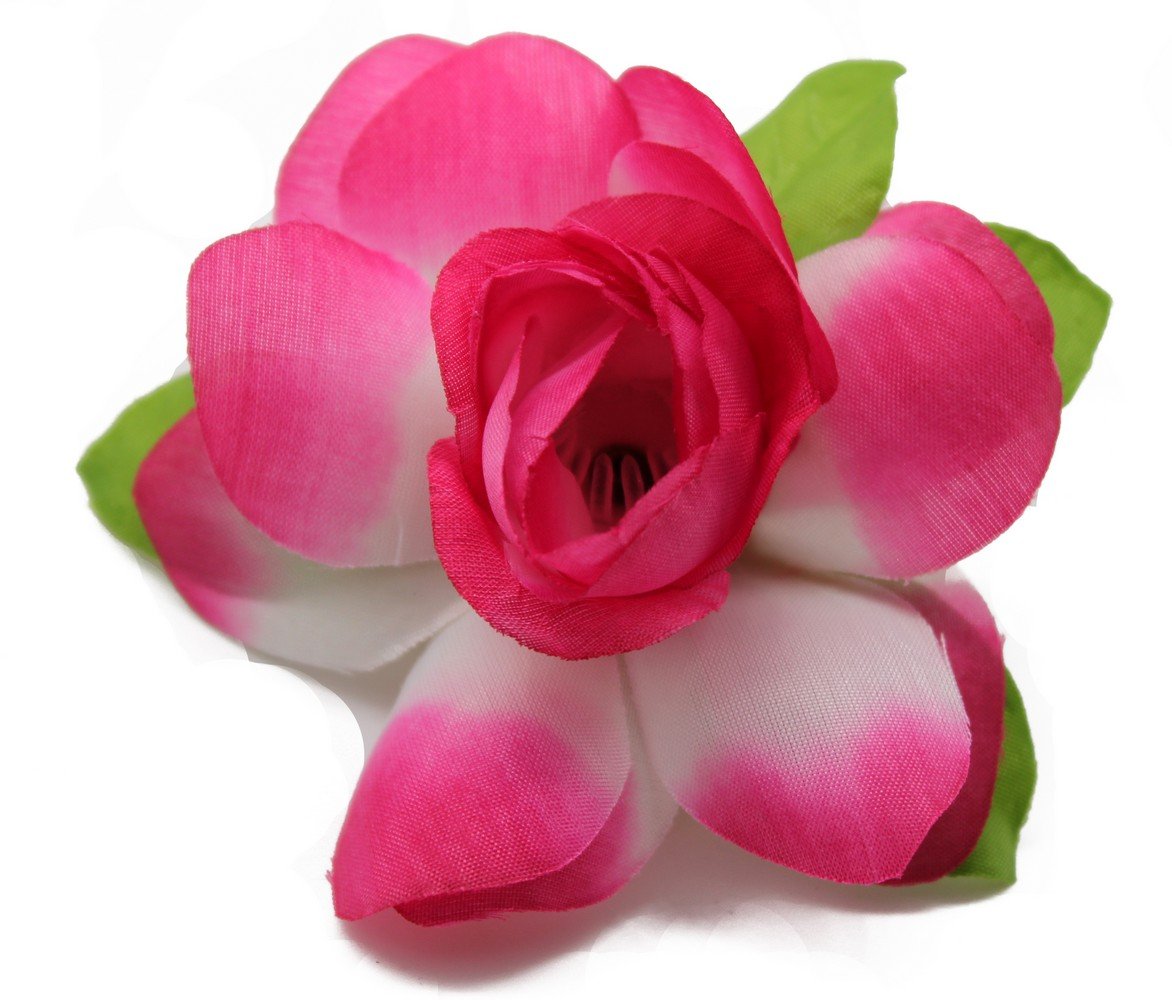 Hawaiian Luau Party Artificial Fabric Gardenia Hair Clips for Women - Tropical Floral Hair Accessories for Summer Beach, Wedding, and Hawaiian Theme Parties