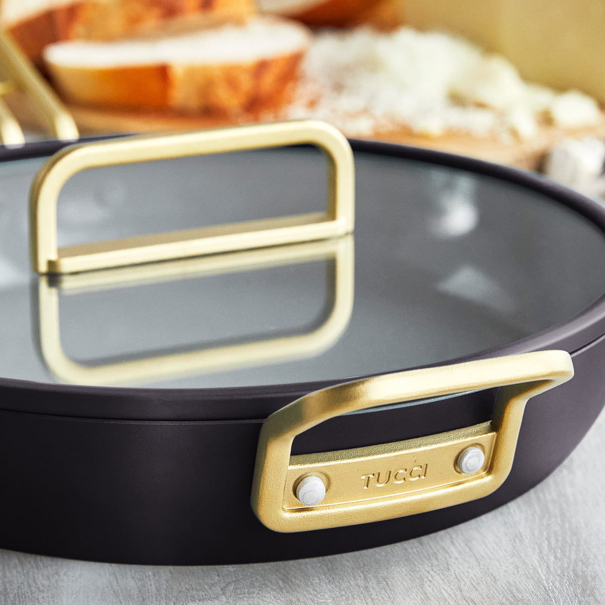 Stanley Tucci™ Ceramic Nonstick 12-Inch Frying Pan with Glass Lid - Calabrian Fig Design | PFOA-Free Cookware for Healthy Cooking | Perfect for Sautéing, Frying & Serving Dishes